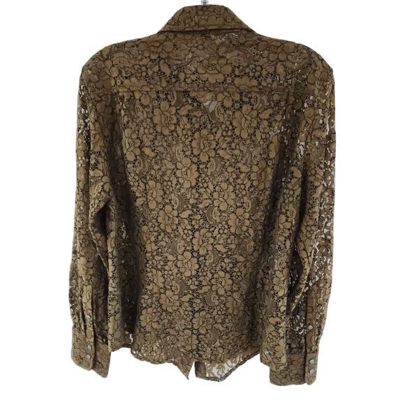 J.Crew Olive Floral Lace Button-Up Blouse Sz 12 | Classic & Timeless - Picture 8 of 9